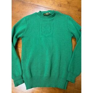Vintage Blarney Castle Sweater Unisex Small Green Irish Knit Shamrock Pullover